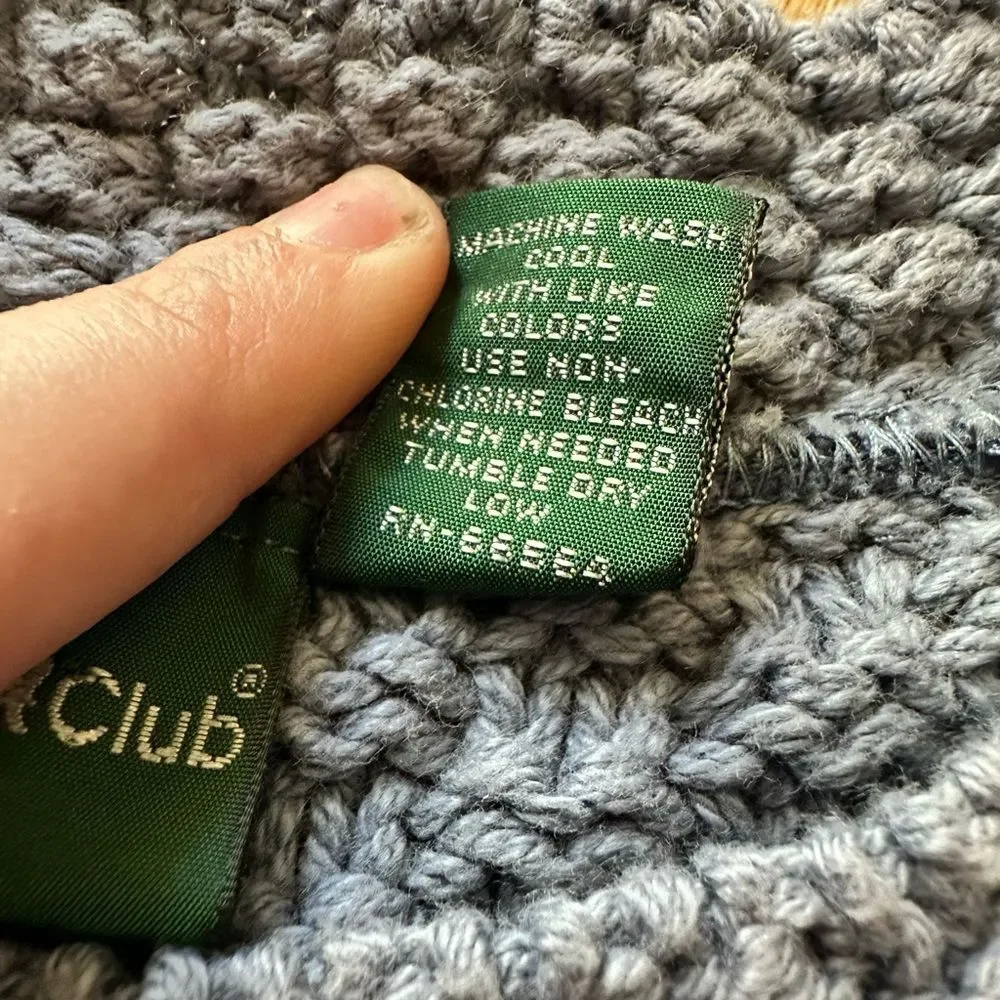 Hunt Club Patchwork Chunky Knit Crewneck Sweater - Light Blue
